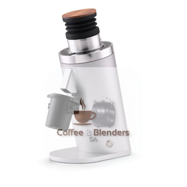 Presso DF64 Gen2 single dose espresso grinder with walnut lid — available in South Africa from Coffee and Blenders SA
